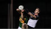 8 April 2023; Barry Mc Nulty of Leitrim in action against Alan Campbell of New York during the Connacht GAA Football Senior Championship quarter-final match between New York and Leitrim at Gaelic Park in New York, USA. Photo by David Fitzgerald/Sportsfile
