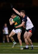 8 April 2023; Paddy Maguire of Leitrim in action against Johnny Glynn of New York during the Connacht GAA Football Senior Championship quarter-final match between New York and Leitrim at Gaelic Park in New York, USA. Photo by David Fitzgerald/Sportsfile
