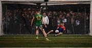 8 April 2023; Michael Cunningham of New York saves a penalty taken by Paul Keaney of Leitrim during the Connacht GAA Football Senior Championship quarter-final match between New York and Leitrim at Gaelic Park in New York, USA. Photo by David Fitzgerald/Sportsfile