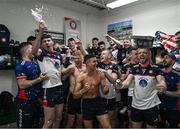 8 April 2023; New York players celebrate after the Connacht GAA Football Senior Championship quarter-final match between New York and Leitrim at Gaelic Park in New York, USA. Photo by David Fitzgerald/Sportsfile