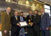 2 February 2004; At the AIB GAA Club of the Year Awards 2003 in Croke Park are, from left, Nick Finnerty, St Jude's GAA Club, Donal Forde, Managing Director, AIB, Charles Moran, St Jude's GAA Club, John Brady, Chairman, St. Jude's GAA Club, AIB Club of the Year for 2003, Sean Kelly, President of the GAA and Colum Grogan, St Jude's GAA Club. Croke Park, Dublin. Picture credit; Ray McManus / SPORTSFILE