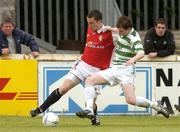 18 June 2004; Paul Rose, St. Patrick's Athletic, in action against Mark O'Brien, Shamrock Rovers. eircom league, Premier Division, Shamrock Rovers v St. Patrick's Athletic, Richmond Park, Dublin. Picture credit; Brian Lawless / SPORTSFILE
