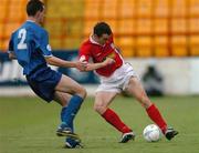 18 June 2004; Ollie Cahill, Shelbourne, in action against Alan Carey, Waterford United. eircom league, Premier Division, Shelbourne v Waterford United, Tolka Park, Dublin. Picture credit; David Maher / SPORTSFILE