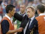 19 June 2004; Ireland coach Eddie O'Sullivan pictured with referee Joel Jutge after the final whistle. South Africa Tour June 2004, South Africa v Ireland, 2nd test, Newlands Stadium, Cape Town, South Africa. Picture credit; Matt Browne / SPORTSFILE