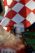 28 May 2004; A Shelbourne supporter waves a Shelbourne flag before the start of the game. eircom league, Premier Division, Shelbourne v Bohemians, Tolka Park, Dublin. Picture credit; David Maher / SPORTSFILE