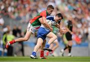 25 August 2013; Mikey Murnaghan, Monaghan, in action against Cian Hanley, Mayo. Electric Ireland GAA Football All-Ireland Minor Championship Semi-Final, Mayo v Monaghan, Croke Park, Dublin. Picture credit: Stephen McCarthy / SPORTSFILE