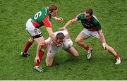 25 August 2013; Stephen O'Neill, Tyrone, in action against Donal Vaughan, left, and Keith Higgins, Mayo. GAA Football All-Ireland Senior Championship Semi-Final, Mayo v Tyrone, Croke Park, Dublin. Picture credit: Dáire Brennan / SPORTSFILE