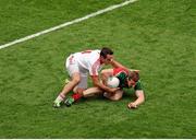 25 August 2013; Donal Vaughan, Mayo, in action against Mark Donnelly, Tyrone. GAA Football All-Ireland Senior Championship Semi-Final, Mayo v Tyrone, Croke Park, Dublin. Picture credit: Dáire Brennan / SPORTSFILE