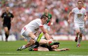 25 August 2013; Donal Vaughan, Mayo, in action against Mark Donnelly, Tyrone. GAA Football All-Ireland Senior Championship Semi-Final, Mayo v Tyrone, Croke Park, Dublin. Picture credit: Stephen McCarthy / SPORTSFILE