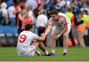 25 August 2013; Kyle Coney, left, and Connor McAliskey, Tyrone, at the end of the game. GAA Football All-Ireland Senior Championship Semi-Final, Mayo v Tyrone, Croke Park, Dublin. Picture credit: Oliver McVeigh / SPORTSFILE