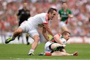 25 August 2013; Donal Vaughan, Mayo, in action against Mark Donnelly, Tyrone. GAA Football All-Ireland Senior Championship Semi-Final, Mayo v Tyrone, Croke Park, Dublin. Picture credit: Stephen McCarthy / SPORTSFILE