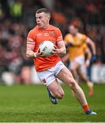 8 April 2023; Aidan Nugent of Armagh during the Ulster GAA Football Senior Championship preliminary round match between Armagh and Antrim at Box-It Athletic Grounds in Armagh. Photo by Ramsey Cardy/Sportsfile