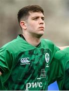 8 April 2023; Evan Moynihan of Ireland before the U18 Six Nations Festival match between Ireland and Scotland at Energia Park in Dublin. Photo by Harry Murphy/Sportsfile