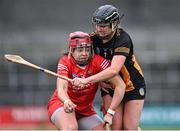 19 March 2023; Sorcha McCartan of Cork in action against Tiffany Fitzgerald of Kilkenny during the Very Camogie League Division 1A match between Kilkenny and Cork at UPMC Nowlan Park in Kilkenny. Photo by Piaras Ó Mídheach/Sportsfile