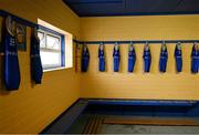 9 April 2023; A view of the Longford jerseys, in the dressing roon, before the Leinster GAA Football Senior Championship Round 1 match between Longford and Offaly at Glennon Brothers Pearse Park in Longford. Photo by Ray McManus/Sportsfile