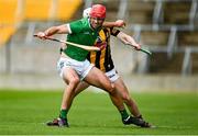 9 April 2023; Barry Nash of Limerick is tackled by Cian Kenny of Kilkenny during the Allianz Hurling League Final match between Kilkenny and Limerick at Páirc Ui Chaoimh in Cork. Photo by Eóin Noonan/Sportsfile