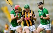 9 April 2023; Eoin Cody of Kilkenny is tackled by Barry Nash of Limerick during the Allianz Hurling League Final match between Kilkenny and Limerick at Páirc Ui Chaoimh in Cork. Photo by Eóin Noonan/Sportsfile