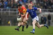 9 April 2023; Jamie Clarke of Carlow in action against Mark Kenny of Wicklow during the Leinster GAA Football Senior Championship Round 1 match between Wicklow and Carlow at Echelon Park in Aughrim, Wicklow. Photo by Daire Brennan/Sportsfile