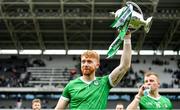 9 April 2023; Limerick captain Cian Lynch lifts the cup after the Allianz Hurling League Final match between Kilkenny and Limerick at Páirc Ui Chaoimh in Cork. Photo by Eóin Noonan/Sportsfile