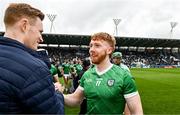 9 April 2023; William O'Donoghue, left, with teammate Cian Lynch after the Allianz Hurling League Final match between Kilkenny and Limerick at Páirc Ui Chaoimh in Cork. Photo by Eóin Noonan/Sportsfile