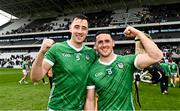 9 April 2023; Limerick players, Diarmaid Byrnes, left, and Darragh O'Donovan after the Allianz Hurling League Final match between Kilkenny and Limerick at Páirc Ui Chaoimh in Cork. Photo by Eóin Noonan/Sportsfile