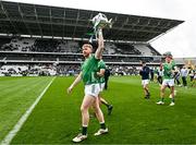 9 April 2023; Cian Lynch of Limerick lifts the cup after the Allianz Hurling League Final match between Kilkenny and Limerick at Páirc Ui Chaoimh in Cork. Photo by Eóin Noonan/Sportsfile
