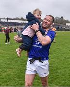 9 April 2023; Dean Healy of Wicklow with his 2 year old daughter Fia after the Leinster GAA Football Senior Championship Round 1 match between Wicklow and Carlow at Echelon Park in Aughrim, Wicklow. Photo by Daire Brennan/Sportsfile