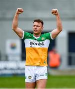 9 April 2023; Joe Maher of Offaly celebrates at the final whistle during the Leinster GAA Football Senior Championship Round 1 match between Longford and Offaly at Glennon Brothers Pearse Park in Longford. Photo by Ray McManus/Sportsfile
