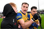 9 April 2023; Enda Smith of Roscommon celebrates after his side's victory in the Connacht GAA Football Senior Championship Quarter-Final match between Mayo and Roscommon at Hastings Insurance MacHale Park in Castlebar, Mayo. Photo by Ramsey Cardy/Sportsfile