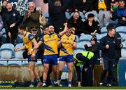 9 April 2023; Donie Smith of Roscommon celebrates at the final whistle of the Connacht GAA Football Senior Championship Quarter-Final match between Mayo and Roscommon at Hastings Insurance MacHale Park in Castlebar, Mayo. Photo by Ramsey Cardy/Sportsfile