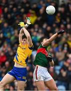 9 April 2023; Aidan O'Shea of Mayo in action against Keith Doyle of Roscommon during the Connacht GAA Football Senior Championship Quarter-Final match between Mayo and Roscommon at Hastings Insurance MacHale Park in Castlebar, Mayo. Photo by Ramsey Cardy/Sportsfile