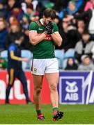 9 April 2023; Aidan O'Shea of Mayo reacts after giving away a late free during the Connacht GAA Football Senior Championship Quarter-Final match between Mayo and Roscommon at Hastings Insurance MacHale Park in Castlebar, Mayo. Photo by Ramsey Cardy/Sportsfile