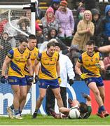 9 April 2023; Aidan O'Shea of Mayo with Roscommon players, from left, Conor Hussey, Conor Daly, David Murray and Niall Daly during the Connacht GAA Football Senior Championship Quarter-Final match between Mayo and Roscommon at Hastings Insurance MacHale Park in Castlebar, Mayo. Photo by Ramsey Cardy/Sportsfile