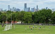 9 April 2023; A general view of the action with Austin city as a backdrop during the TG4 LGFA All-Star exhibition match between the 2021 Allstars and the 2022 Allstars at St Edward's University in Austin, Texas, USA. Photo by Brendan Moran/Sportsfile