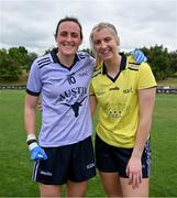 9 April 2023; Hannah Tyrrell of Dublin and 2021 Allstars, left, and Ciara Butler of Kerry and 2022 Allstars after the TG4 LGFA All-Star exhibition match between the 2021 Allstars and the 2022 Allstars at St Edward's University in Austin, Texas, USA. Photo by Brendan Moran/Sportsfile