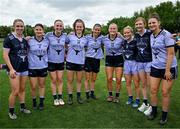 9 April 2023; Players, from left, Sinéad Cafferky of Mayo and 2022 Allstars, Emma Troy of Meath and 2021 Allstars, Aoibhín Cleary of Meath and 2021 Allstars, Emma Duggan of Meath and 2021 Allstars, Niamh O'Sullivan of Meath and 2021 Allstars, Vikki Wall of Meath and 2021 Allstars, Niamh McLaughlin of Donegal and 2022 Allstars, Aoibheann Leahy of Meath and 2022 Allstars and Máire O'Shaughnessy of Meath and 2021 Allstars after the TG4 LGFA All-Star exhibition match between the 2021 Allstars and the 2022 Allstars at St Edward's University in Austin, Texas, USA. Photo by Brendan Moran/Sportsfile