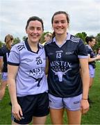 9 April 2023; Lyndsey Davey of Dublin and 2021 Allstars, left, and Aimee Mackin of Armagh and 2022 Allstars after the TG4 LGFA All-Star exhibition match between the 2021 Allstars and the 2022 Allstars at St Edward's University in Austin, Texas, USA. Photo by Brendan Moran/Sportsfile