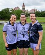 9 April 2023; Geraldine McLaughlin of Donegal and 2021 Allstars, left, Lyndsey Davey of Dublin and 2021 Allstars and Nicole McLaughlin of Donegal and 2022 Allstars after the TG4 LGFA All-Star exhibition match between the 2021 Allstars and the 2022 Allstars at St Edward's University in Austin, Texas, USA. Photo by Brendan Moran/Sportsfile
