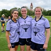 9 April 2023; Cork Allstars, from left, Erika O'Shea of 2021 Allstars, Hannah Looney of 2021 Allstars and Róisín Phelan of 2021 Allstars after the TG4 LGFA All-Star exhibition match between the 2021 Allstars and the 2022 Allstars at St Edward's University in Austin, Texas, USA. Photo by Brendan Moran/Sportsfile