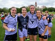 9 April 2023; Players, from left, Orlagh Nolan of Dublin and 2021 Allstars, Nicole McLaughlin of Donegal and 2022 Allstars, Hannah Tyrrell of Dublin and 2021 Allstars and Geraldine McLaughlin of Donegal and 2021 Allstars  after the TG4 LGFA All-Star exhibition match between the 2021 Allstars and the 2022 Allstars at St Edward's University in Austin, Texas, USA. Photo by Brendan Moran/Sportsfile