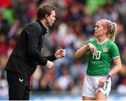 8 April 2023; Republic of Ireland assistant manager Tom Elmes and Denise O'Sullivan during the women's international friendly match between USA and Republic of Ireland at the Q2 Stadium in Austin, Texas, USA. Photo by Stephen McCarthy/Sportsfile