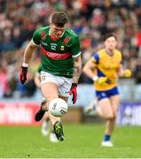 9 April 2023; Jordan Flynn of Mayo during the Connacht GAA Football Senior Championship Quarter-Final match between Mayo and Roscommon at Hastings Insurance MacHale Park in Castlebar, Mayo. Photo by Ramsey Cardy/Sportsfile