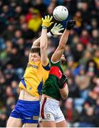 9 April 2023; Aidan O'Shea of Mayo in action against Keith Doyle of Roscommon during the Connacht GAA Football Senior Championship Quarter-Final match between Mayo and Roscommon at Hastings Insurance MacHale Park in Castlebar, Mayo. Photo by Ramsey Cardy/Sportsfile