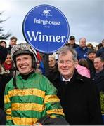 10 April 2023; Owner JP McManus and jockey Paul Townend after winning the BoyleSports Irish Grand National Steeplechase with I Am Maximus on day three of the Fairyhouse Easter Festival at Fairyhouse Racecourse in Ratoath, Meath. Photo by Seb Daly/Sportsfile