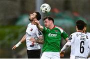 10 April 2023; Robbie McCourt of Dundalk in action against Cian Murphy of Cork City during the SSE Airtricity Men's Premier Division match between Cork City and Dundalk at Turner's Cross in Cork. Photo by Eóin Noonan/Sportsfile