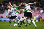10 April 2023; Joseph O’Brien-Whitmarsh of Cork City is tackled by Andy Boyle of Dundalk during the SSE Airtricity Men's Premier Division match between Cork City and Dundalk at Turner's Cross in Cork. Photo by Eóin Noonan/Sportsfile