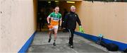 9 April 2023; Declan Hogan of Offaly and manager Martin Murphy before the Leinster GAA Football Senior Championship Round 1 match between Longford and Offaly at Glennon Brothers Pearse Park in Longford. Photo by Ray McManus/Sportsfile