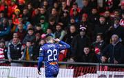 10 April 2023; Dean Williams of Bohemians celebrates after scoring his side's first goal, from a penalty, during the SSE Airtricity Men's Premier Division match between Derry City and Bohemians at The Ryan McBride Brandywell Stadium in Derry. Photo by Ramsey Cardy/Sportsfile