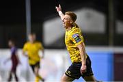 10 April 2023; Eoin Doyle of St Patrick's Athletic celebrates after scoring his side's third goal during the SSE Airtricity Men's Premier Division match between Drogheda United and St Patrick's Athletic at Weaver's Park in Drogheda, Louth. Photo by Ben McShane/Sportsfile