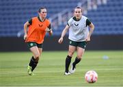 10 April 2023; Ciara Grant, right, and Alannah McEvoy during a Republic of Ireland women training session at Citypark in St Louis, Missouri, USA. Photo by Stephen McCarthy/Sportsfile